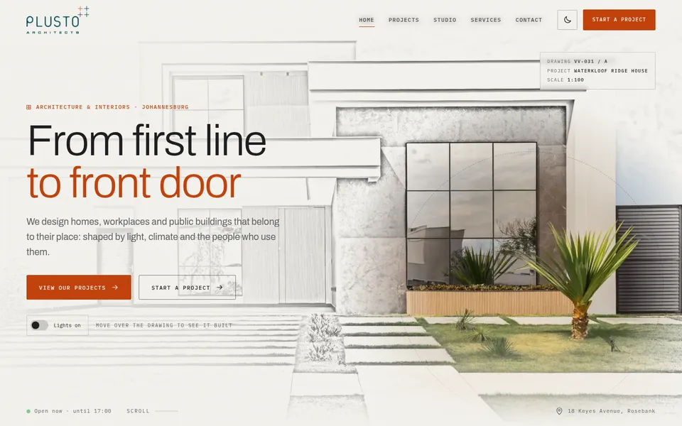 Veld & Volume Architects example website for architects