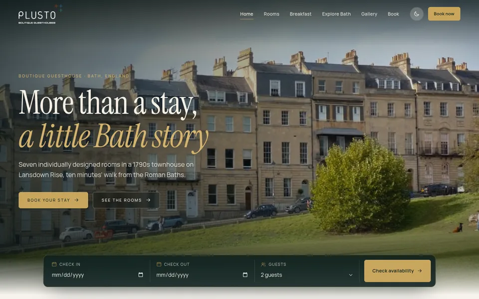 Calder House example website for boutique guesthouses