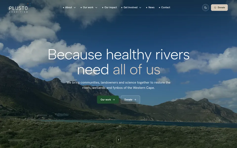 Kloofwater Trust example website for charities