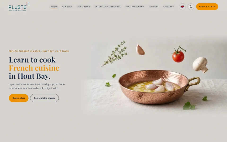 Atelier Camille example website for cooking classes