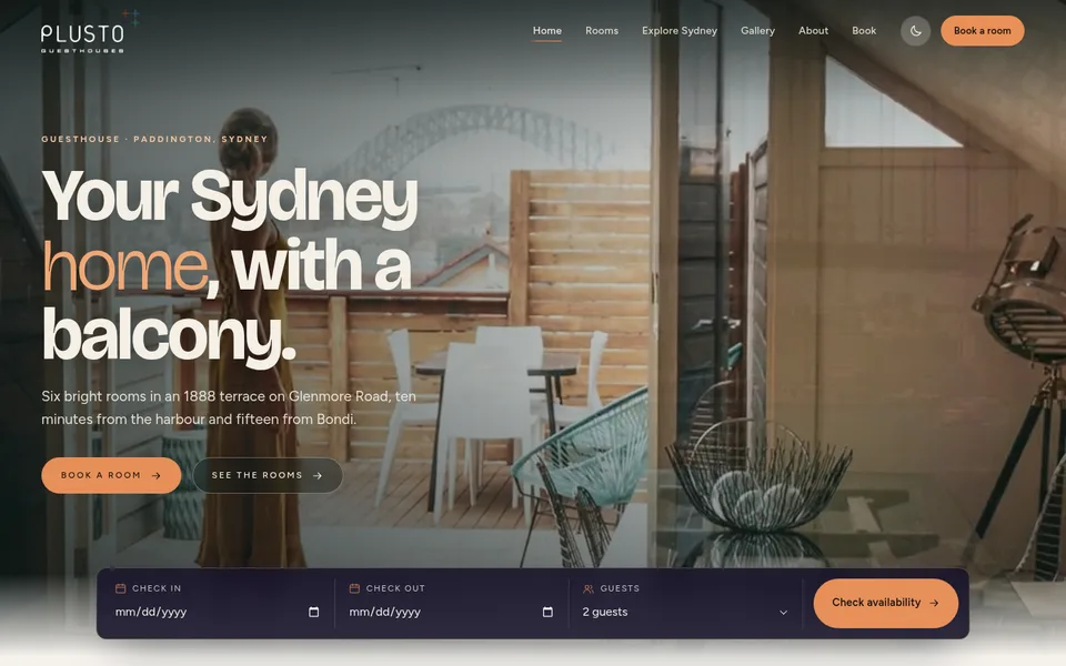 Jacaranda House example website for guesthouses