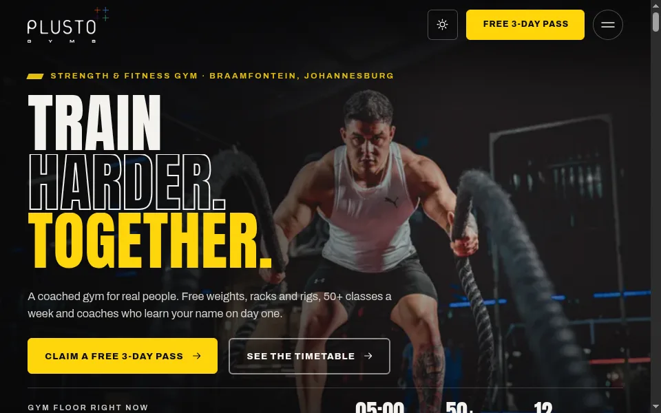 VOLT Strength & Fitness example website for gyms