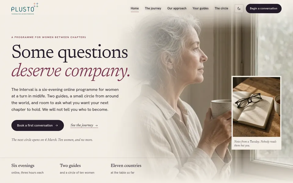 The Interval example website for transformational and group programmes